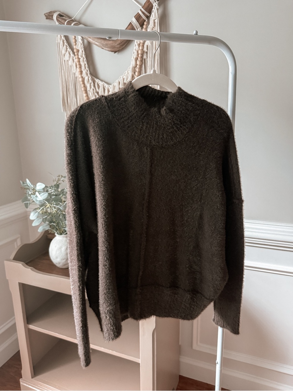 NATURAL LIFE Fuzzy Turtleneck Sweater -
Espresso
